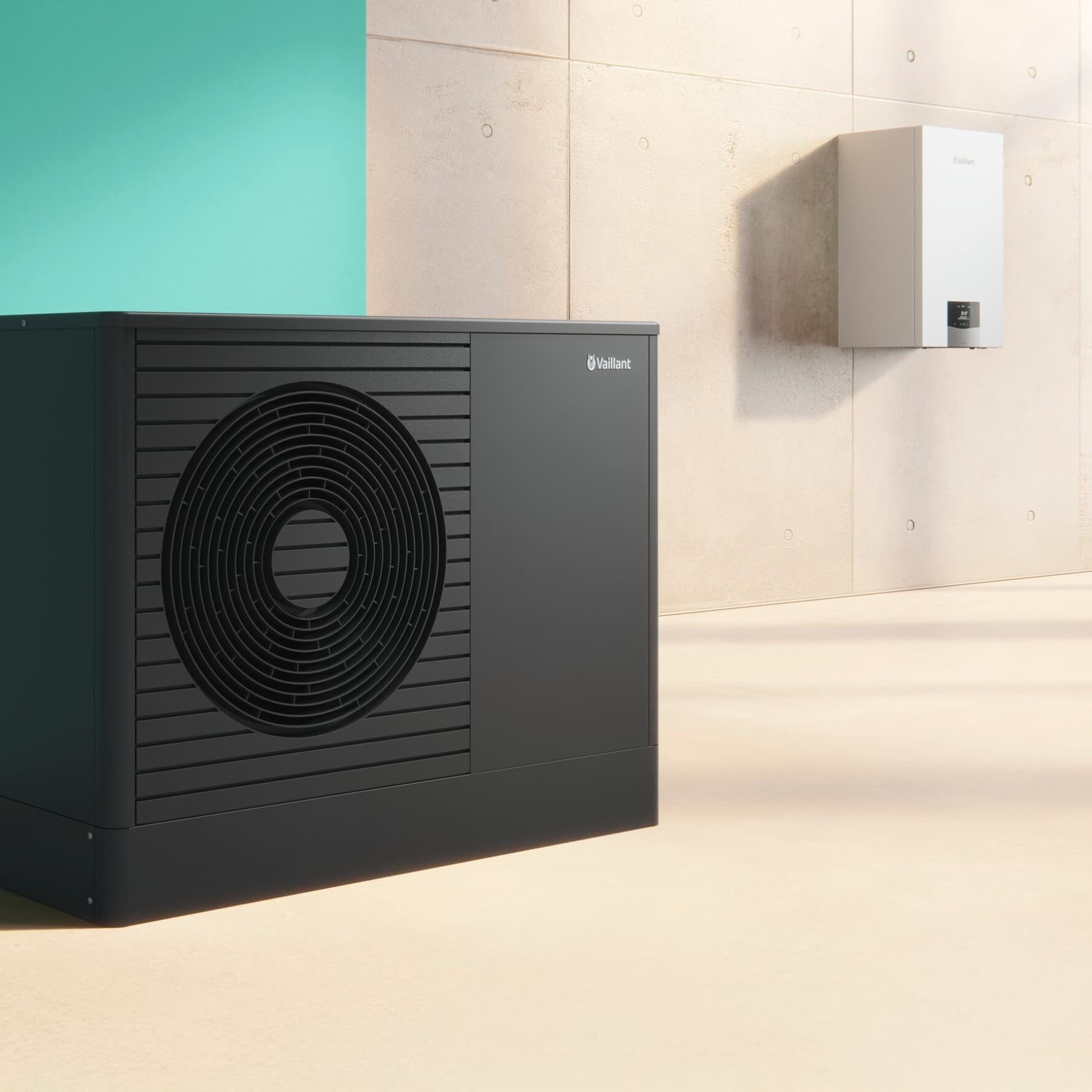 Vaillant hybrid heating system with the aroTHERM plus heat pump and ecoTEC plus gas boiler